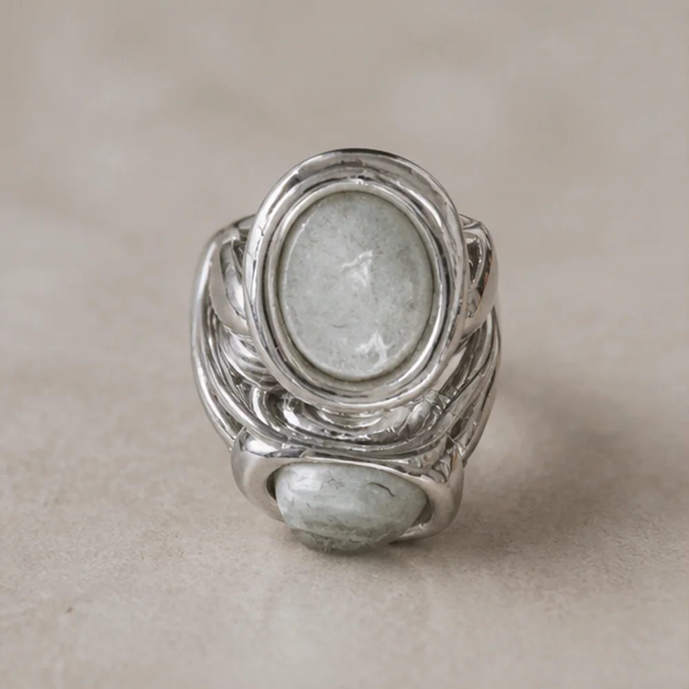 Imprint Signet shown alone — recycled silver · moonstone