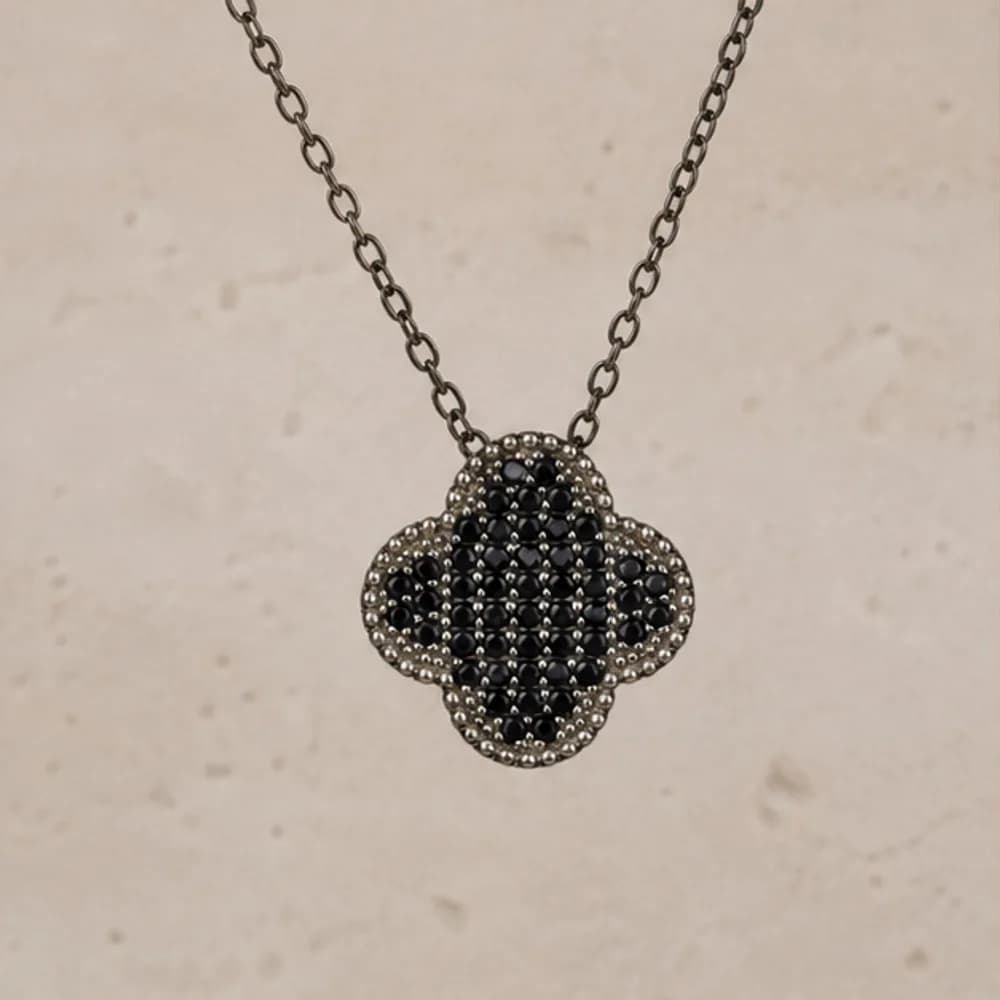 Nocturne Pendant shown alone — oxidized recycled silver · black spinel